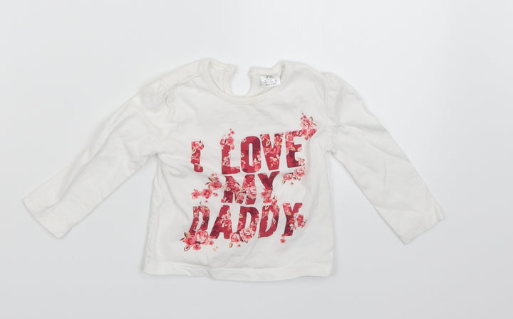 F&F Girls White Basic T-Shirt Size 6-9 Months