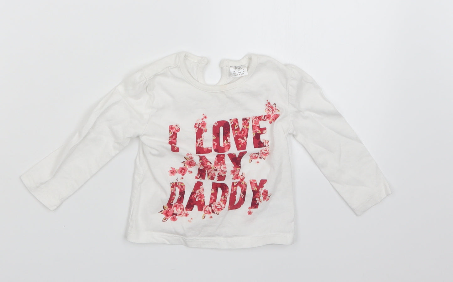 F&F Girls White   Basic T-Shirt Size 6-9 Months