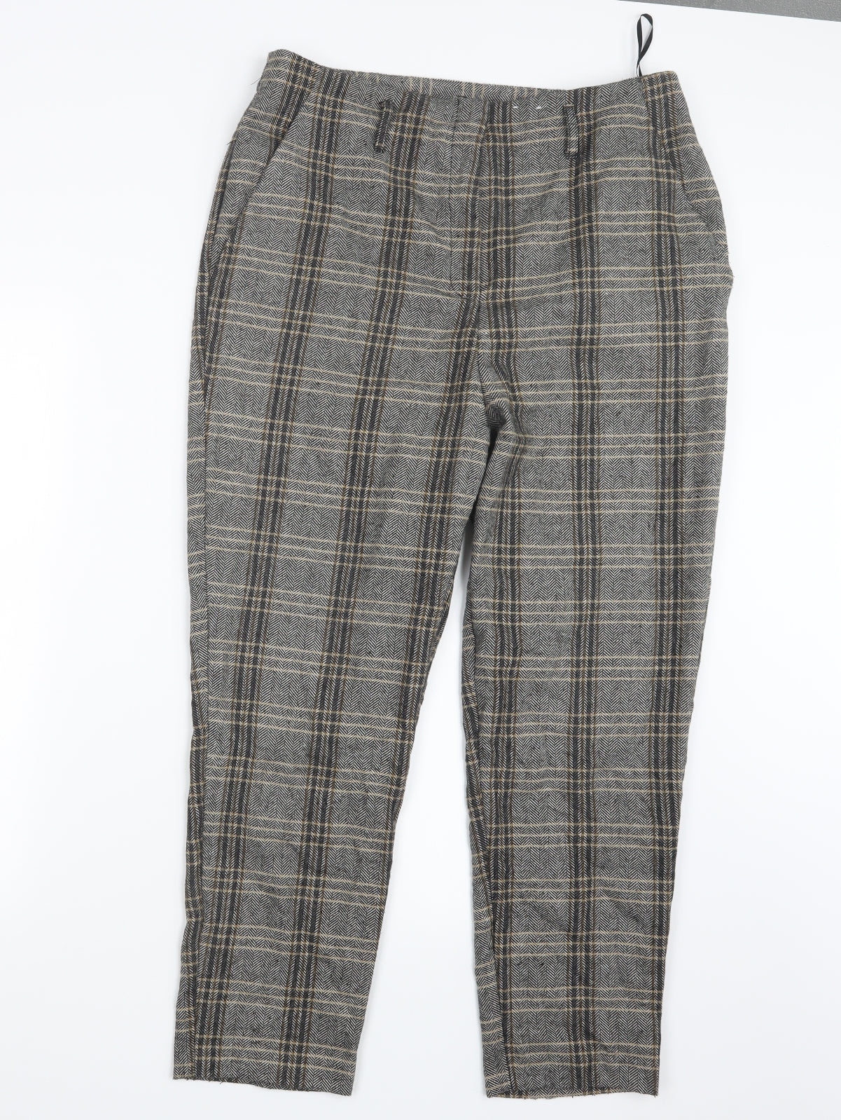 F&F Womens Grey Check  Trousers  Size 14 L26 in