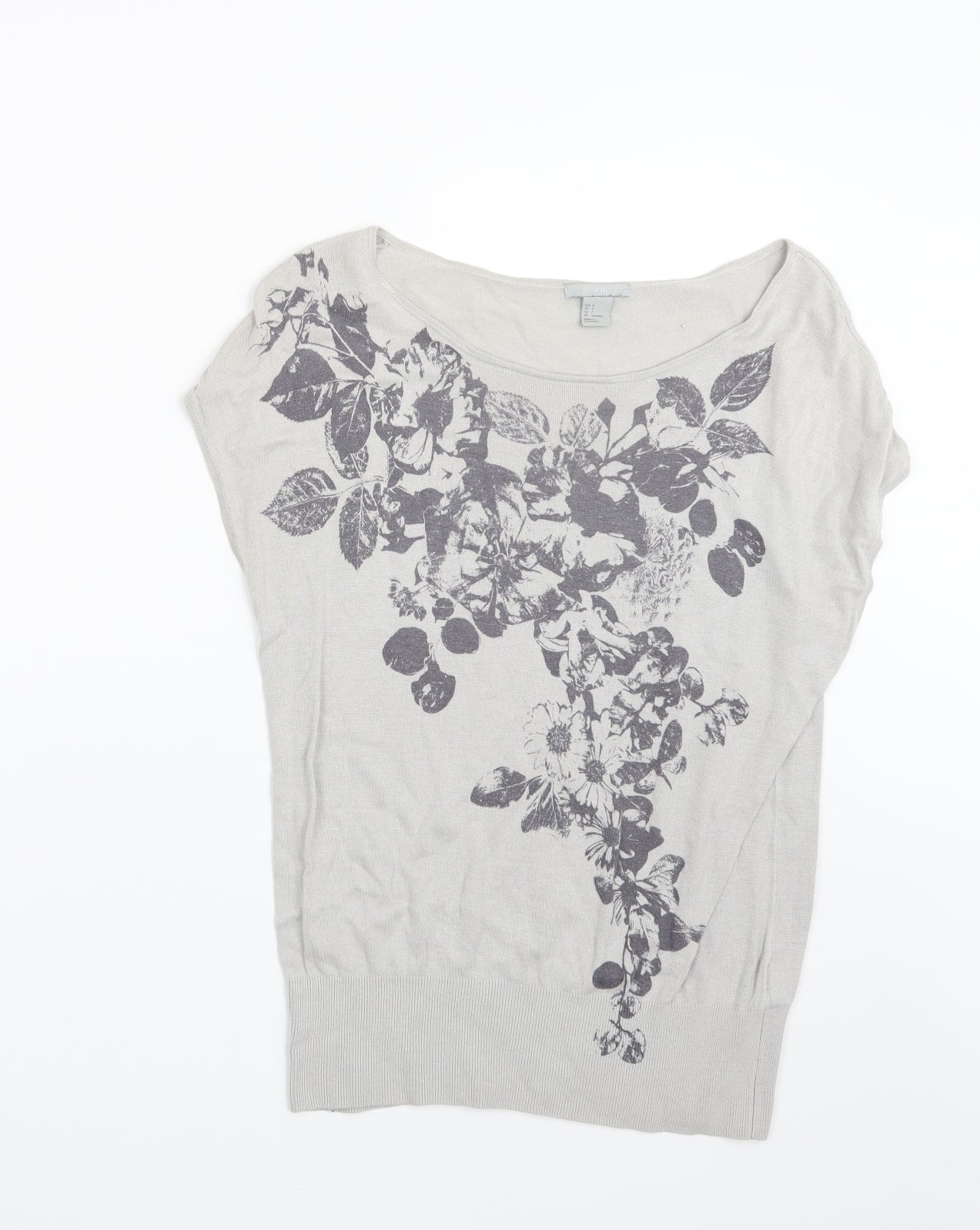 H&M Womens Grey  Knit Basic T-Shirt Size S