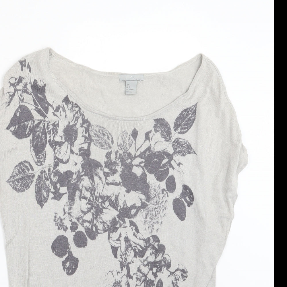 H&M Womens Grey  Knit Basic T-Shirt Size S