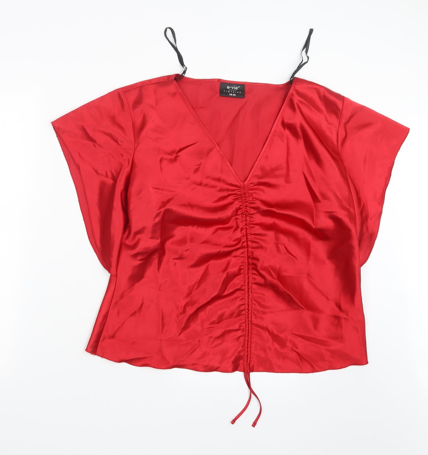 E-vie Womens Red  Satin Basic Blouse Size 18