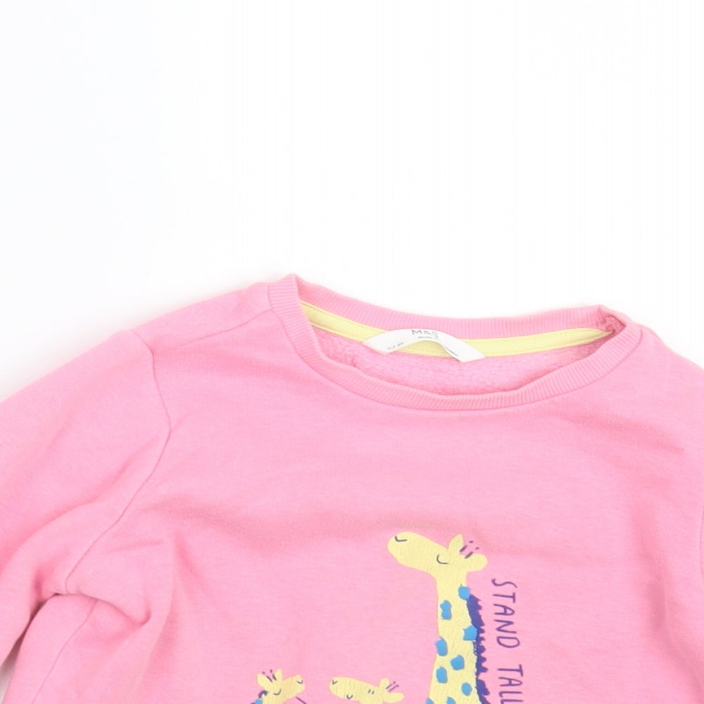Marks and Spencer Girls Pink   Pullover Jumper Size 2-3 Years