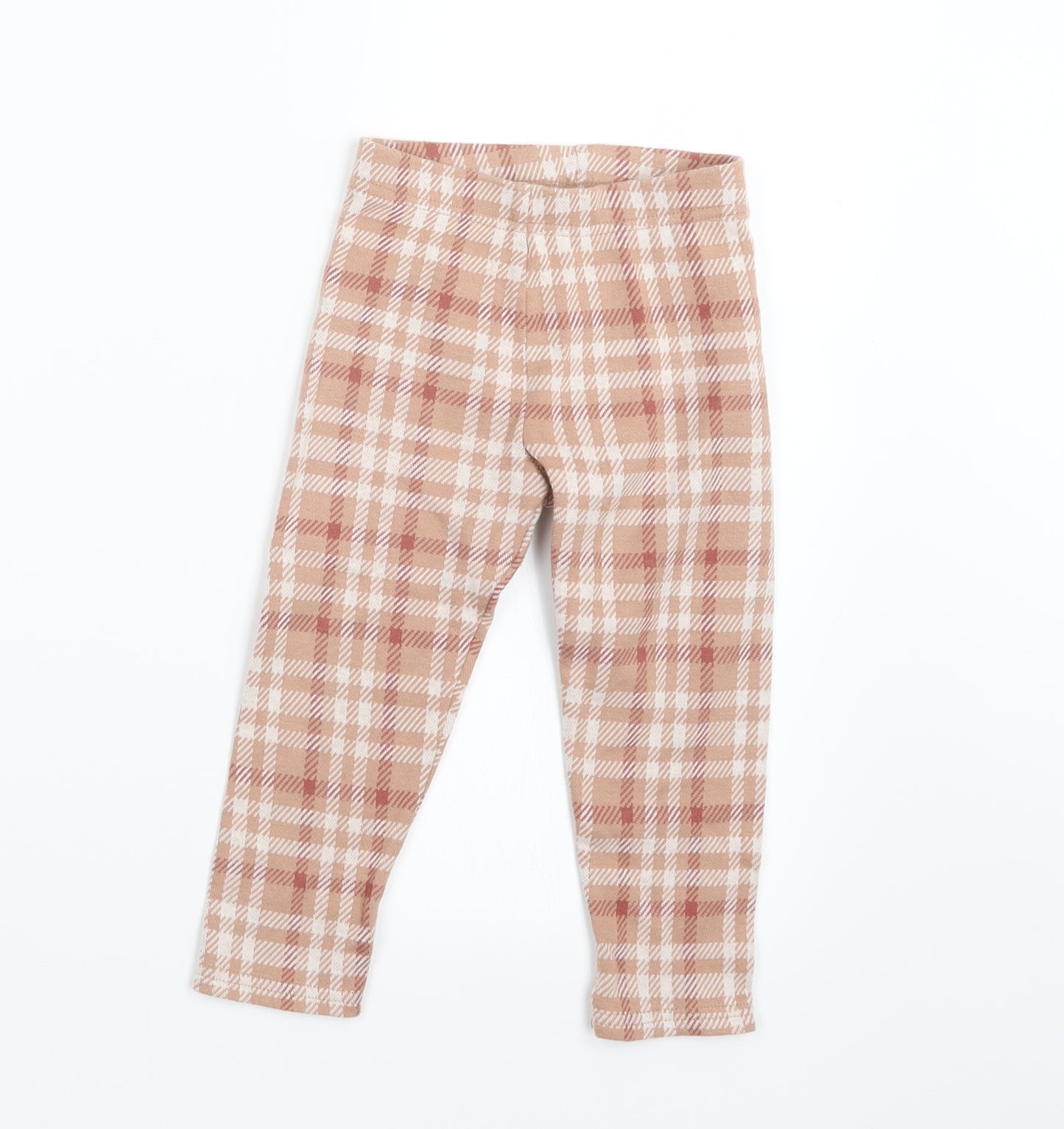 NEXT Girls Beige Check  Capri Trousers Size 2-3 Years