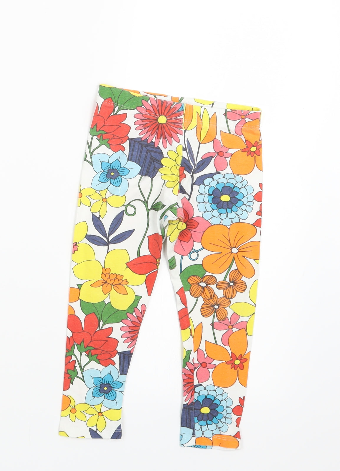 NEXT Girls Orange Floral  Carrot Trousers Size 2-3 Years