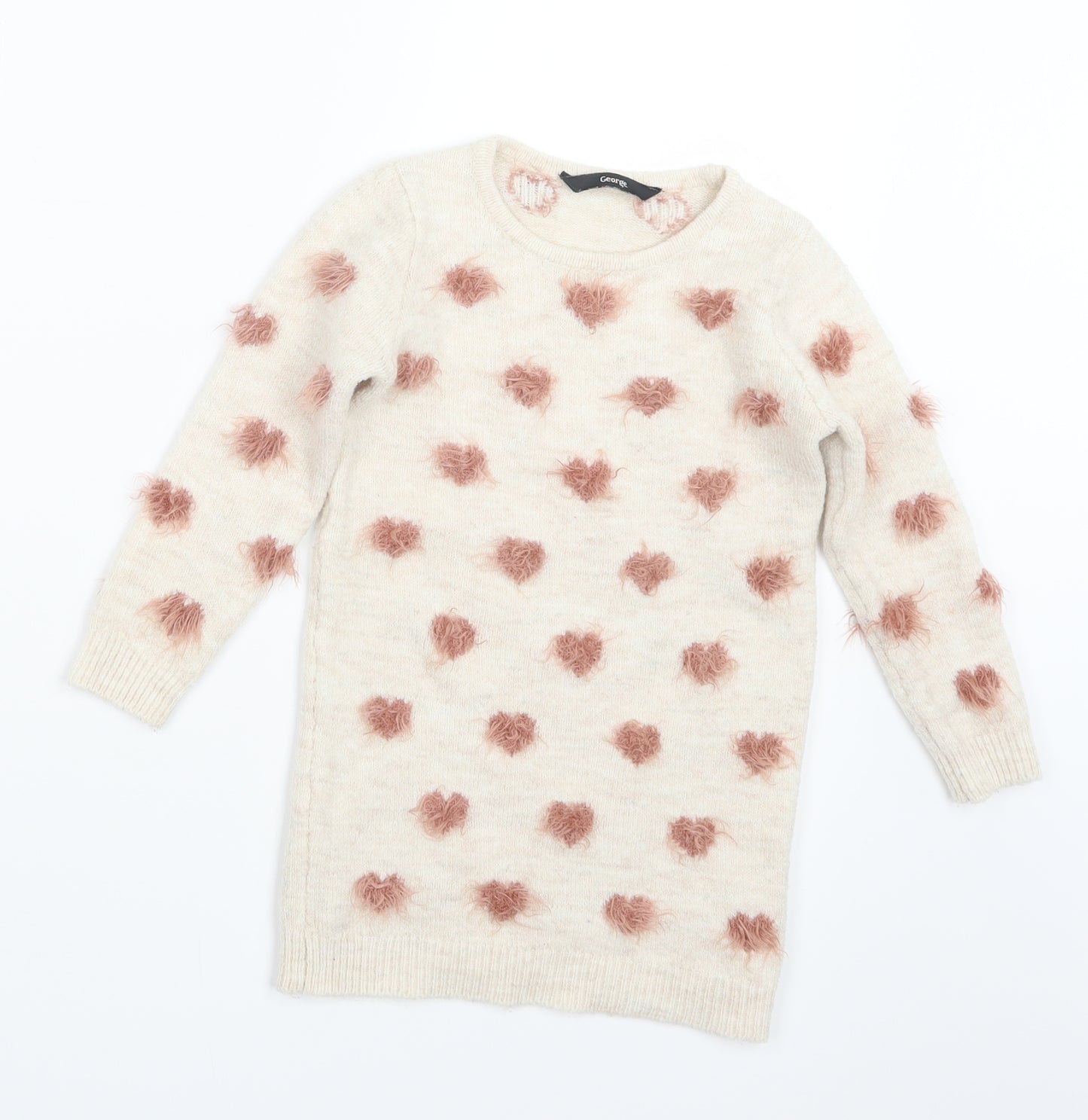 George Girls Beige  Knit Pullover Jumper Size 2-3 Years