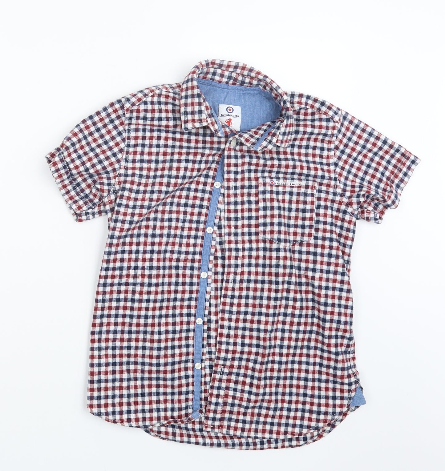 Lambretta Boys Red Check  Basic Button-Up Size 10-11 Years