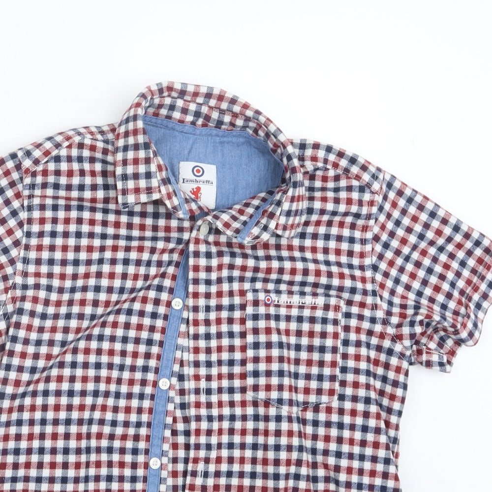 Lambretta Boys Red Check  Basic Button-Up Size 10-11 Years