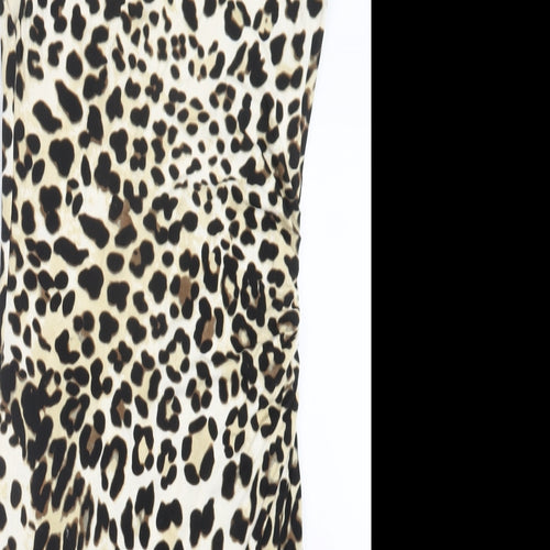 Wallis Womens Brown Animal Print  Pencil Dress  Size 12
