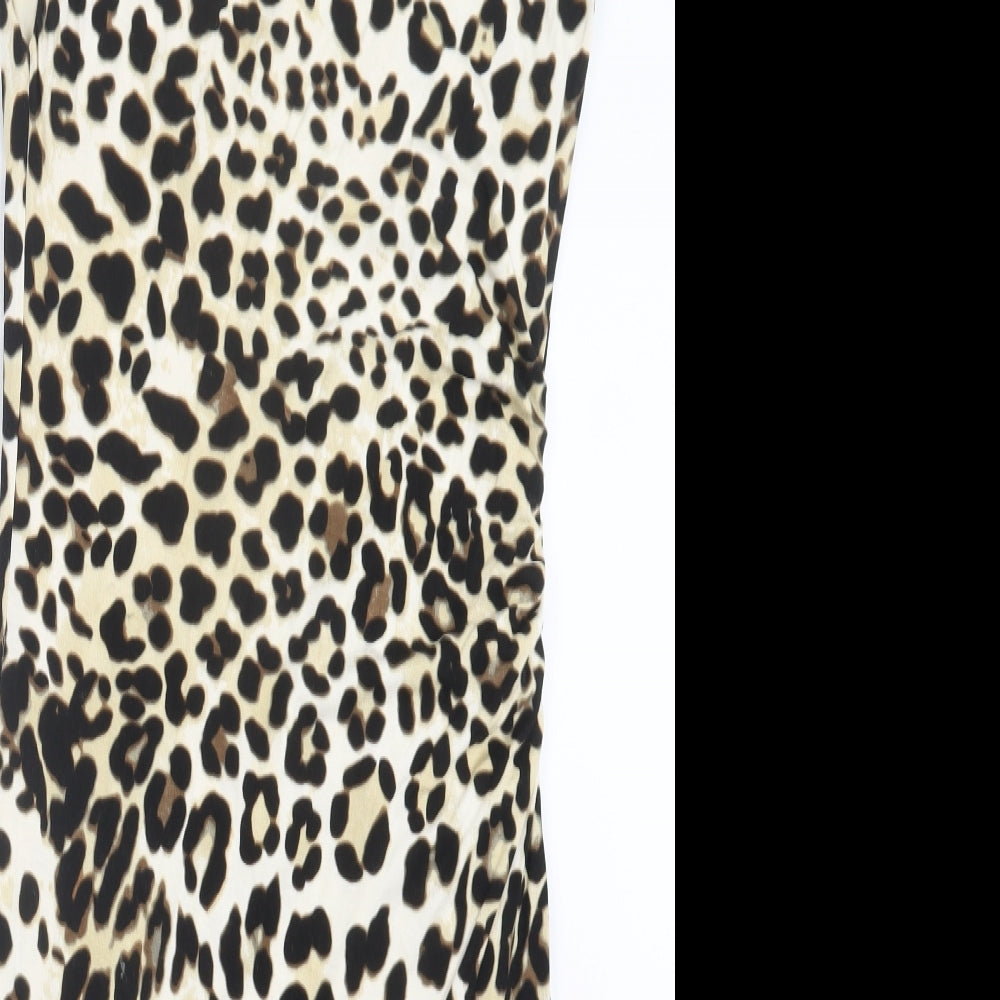 Wallis Womens Brown Animal Print  Pencil Dress  Size 12