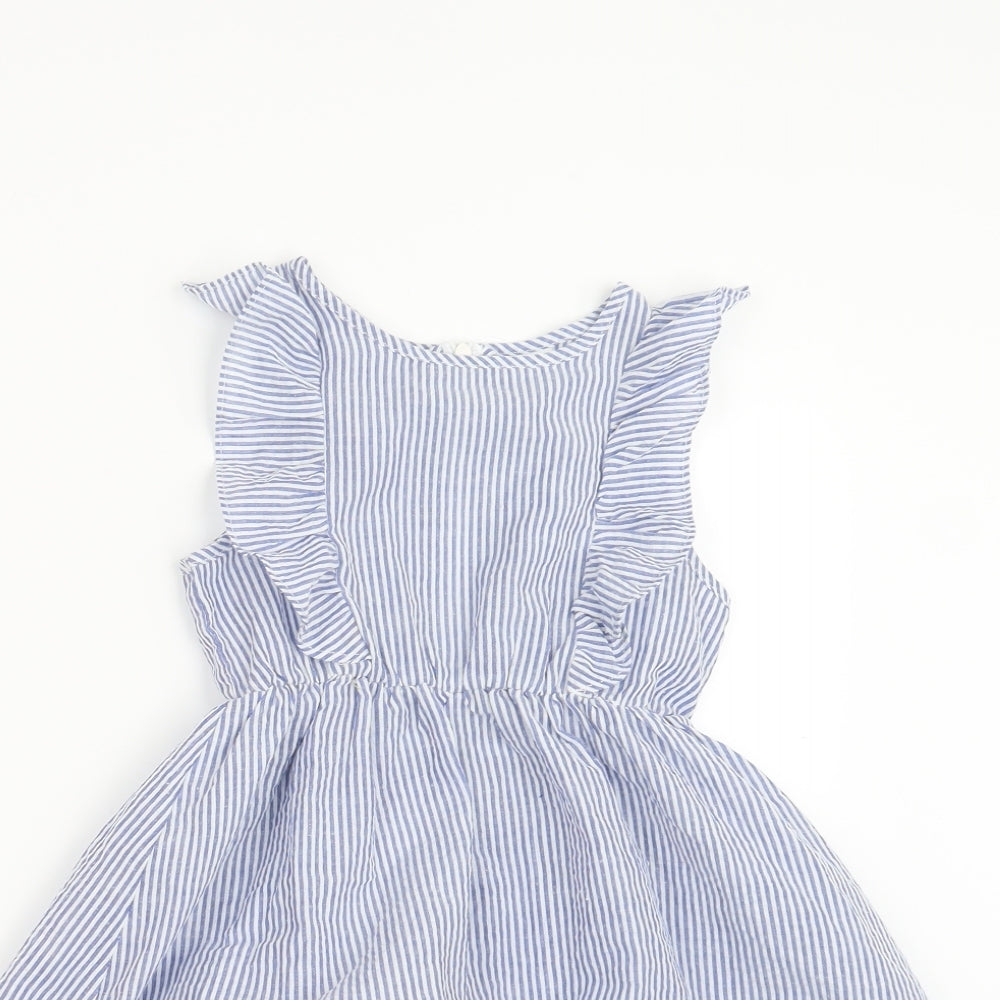 Pat Pat Girls Blue Striped  A-Line  Size 3-4 Years