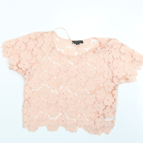 Atmosphere Womens Pink  Lace Basic Blouse Size 14