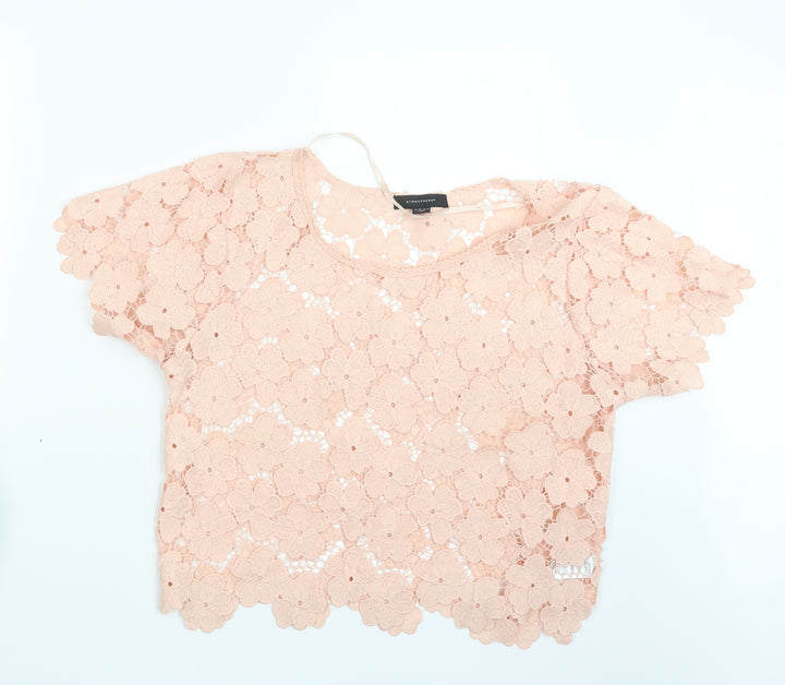 Atmosphere Womens Pink  Lace Basic Blouse Size 14