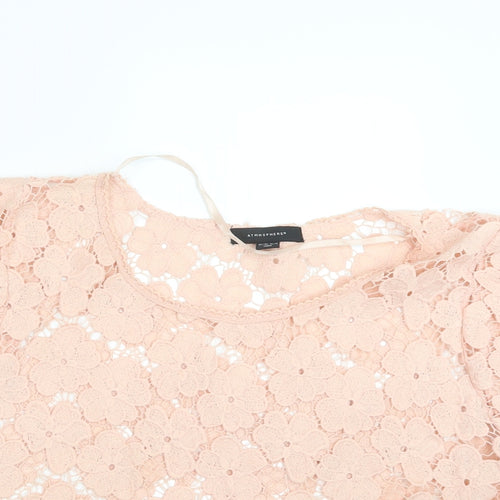 Atmosphere Womens Pink  Lace Basic Blouse Size 14