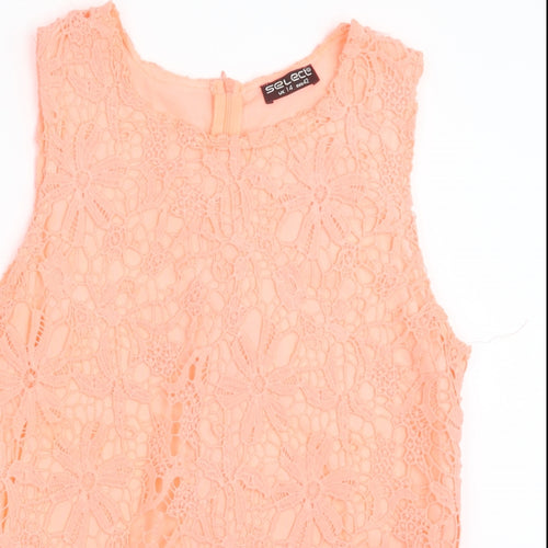 Select Womens Orange  Lace Basic Blouse Size 14  - Neon