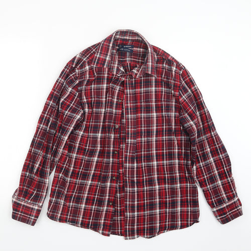 Avenue Mens Red Check   Button-Up Size S