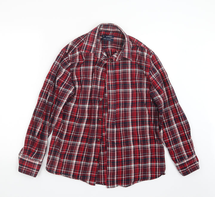 Avenue Mens Red Check Button-Up Size S