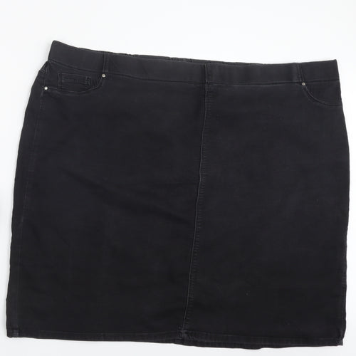 Yours Womens Black  Denim Straight & Pencil Skirt Size 30