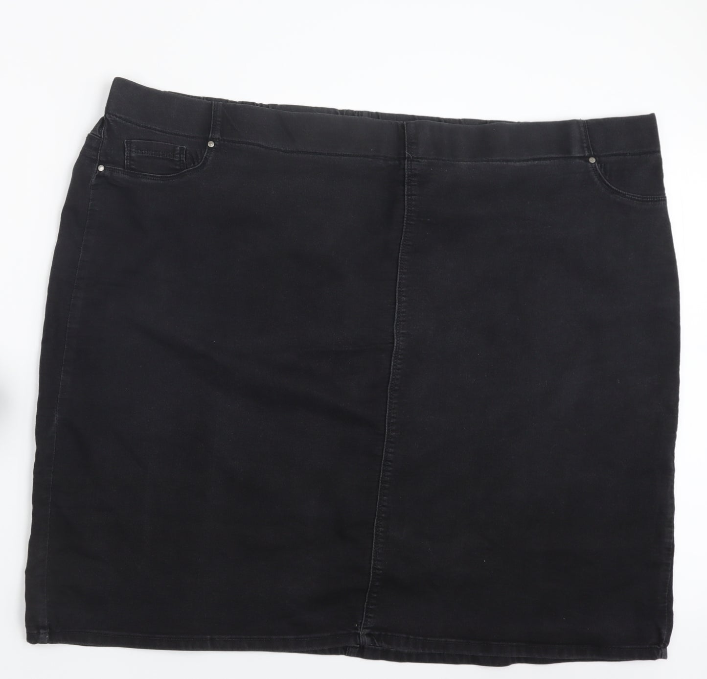 Yours Womens Black  Denim Straight & Pencil Skirt Size 30