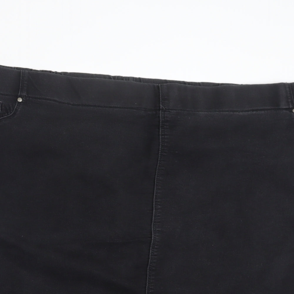 Yours Womens Black  Denim Straight & Pencil Skirt Size 30