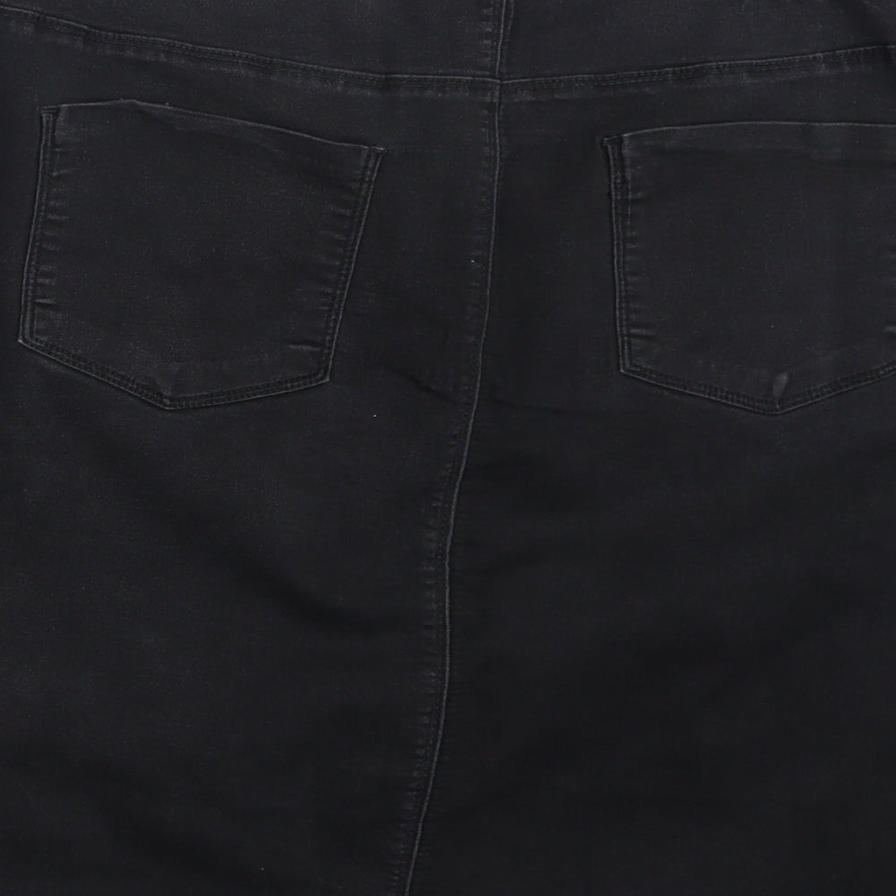 Yours Womens Black  Denim Straight & Pencil Skirt Size 30