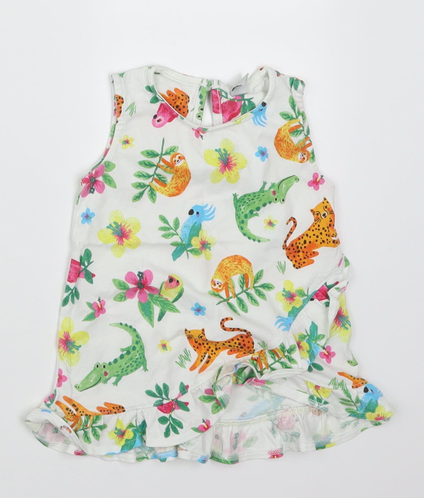 TU Girls White   Basic Tank Size 2-3 Years  - Animals