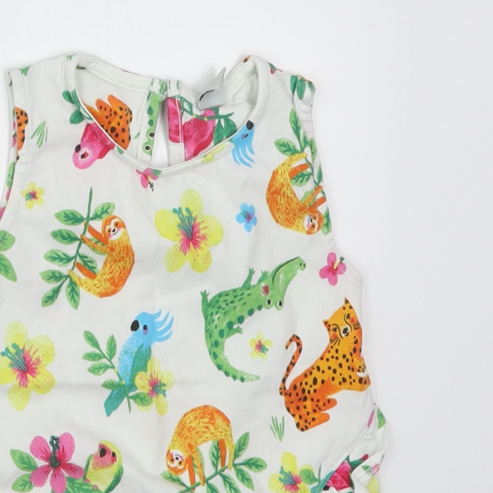 TU Girls White   Basic Tank Size 2-3 Years  - Animals