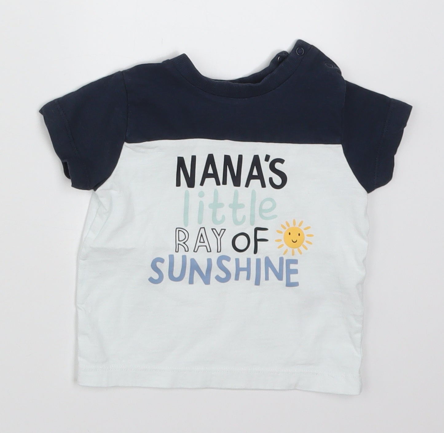 Nutmeg Boys White   Basic T-Shirt Size 6-9 Months  - Nana's Little Ray of Sunshine