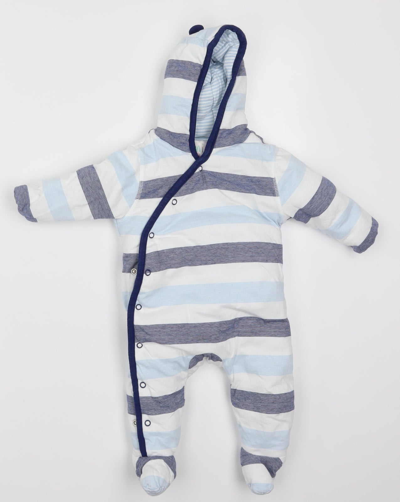Mini Club Boys Blue Striped  Babydoll One Piece Size 3-6 Months