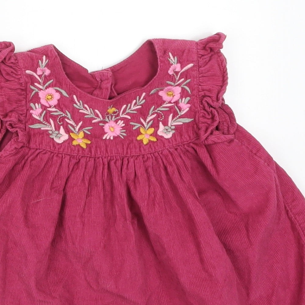 George Girls Pink Floral Corduroy Trapeze & Swing  Size 6-9 Months