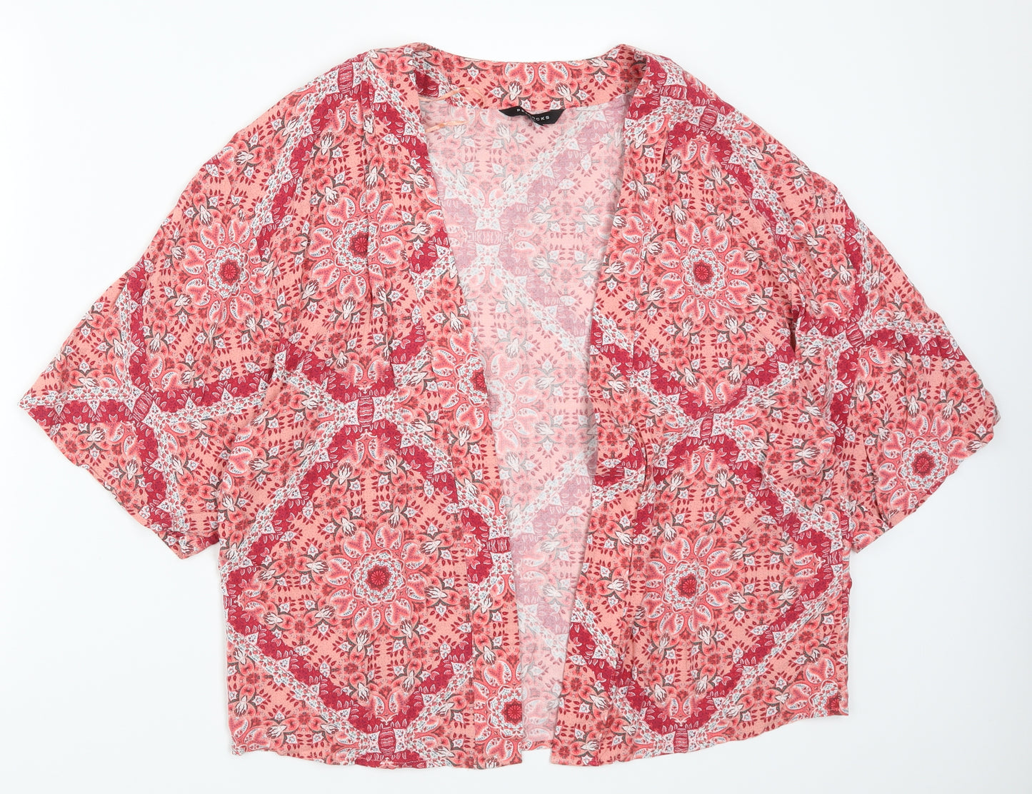 Peacocks Womens Pink Geometric  Kimono Jacket Size M