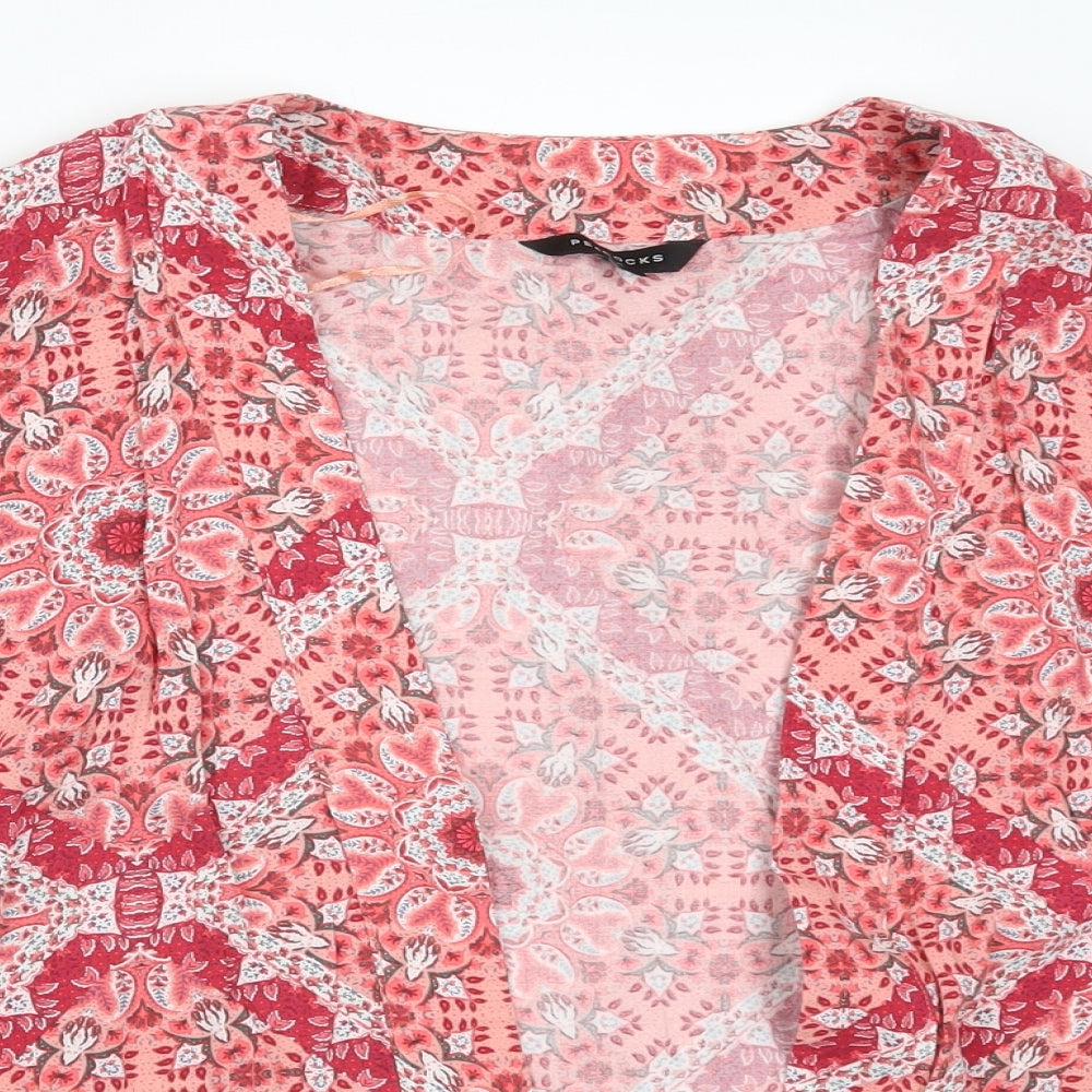 Peacocks Womens Pink Geometric  Kimono Jacket Size M