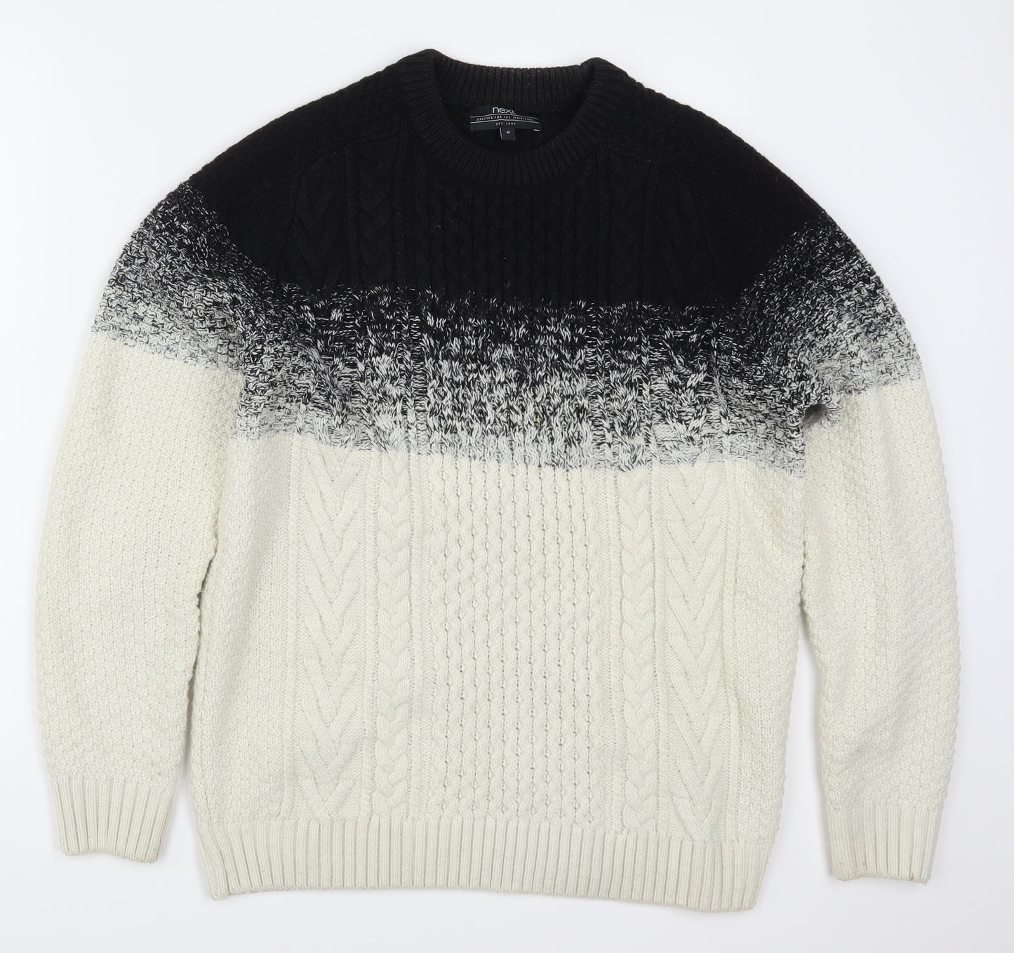 NEXT Mens Beige  Knit Pullover Jumper Size M  - Black Ombre