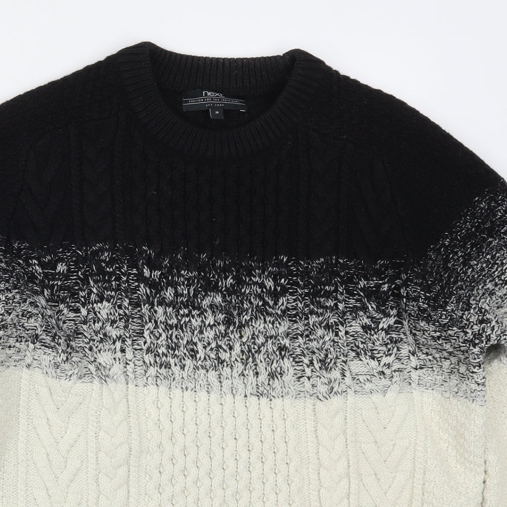 NEXT Mens Beige  Knit Pullover Jumper Size M  - Black Ombre