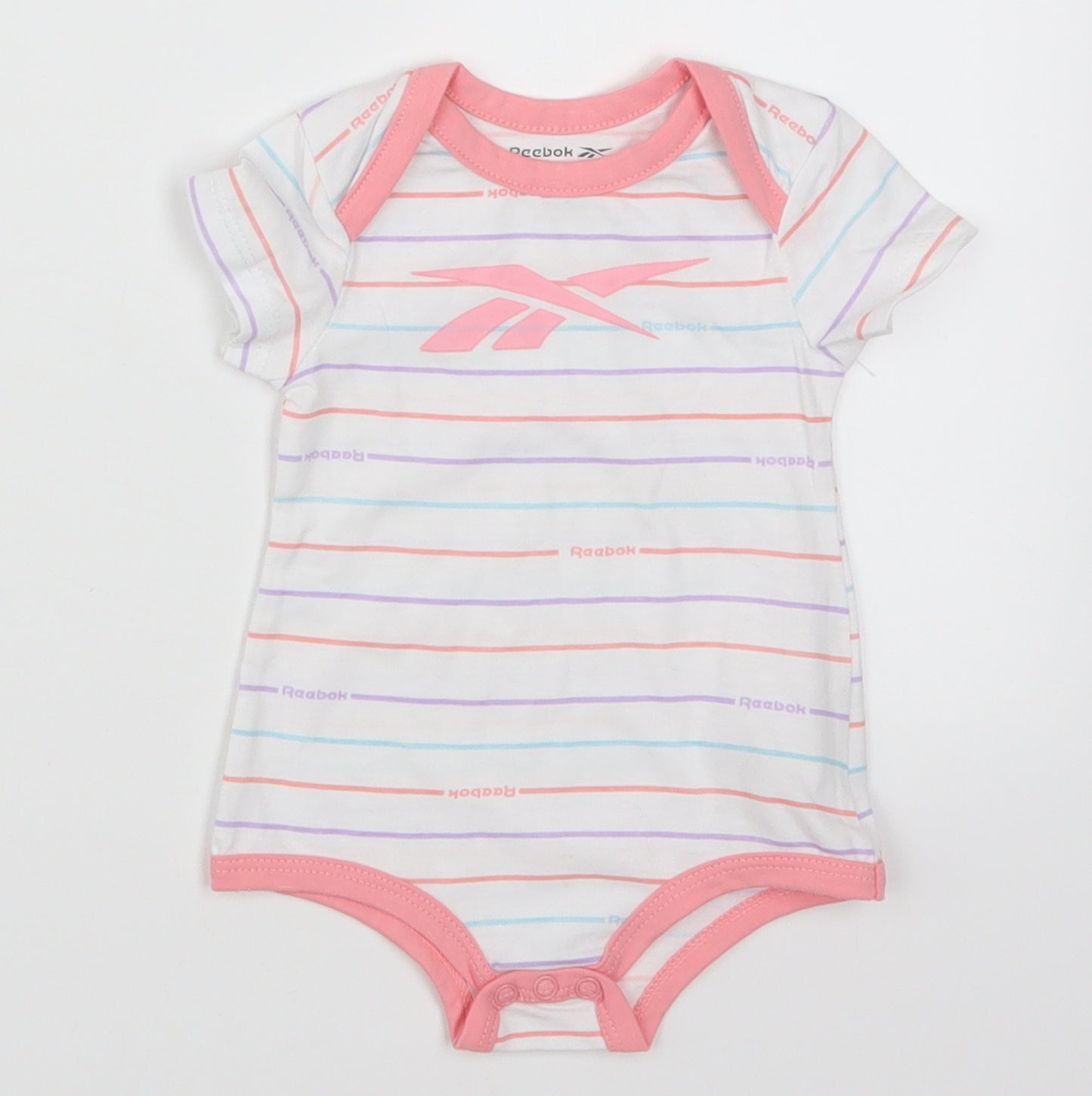 Reebok Girls Multicoloured Striped  Babygrow One-Piece Size 0-3 Months