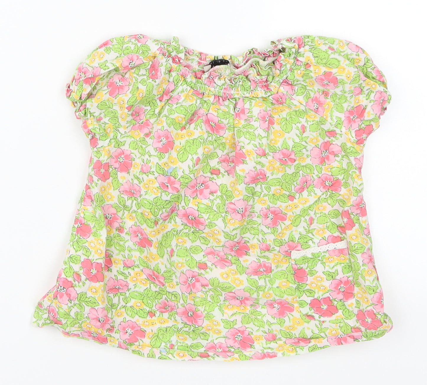 NEXT Girls Green Floral  Basic T-Shirt Size 2-3 Years  - Pink