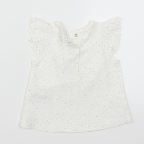 NEXT Girls White Polka Dot  Basic T-Shirt Size 0-3 Months  - Smile & Be Happy