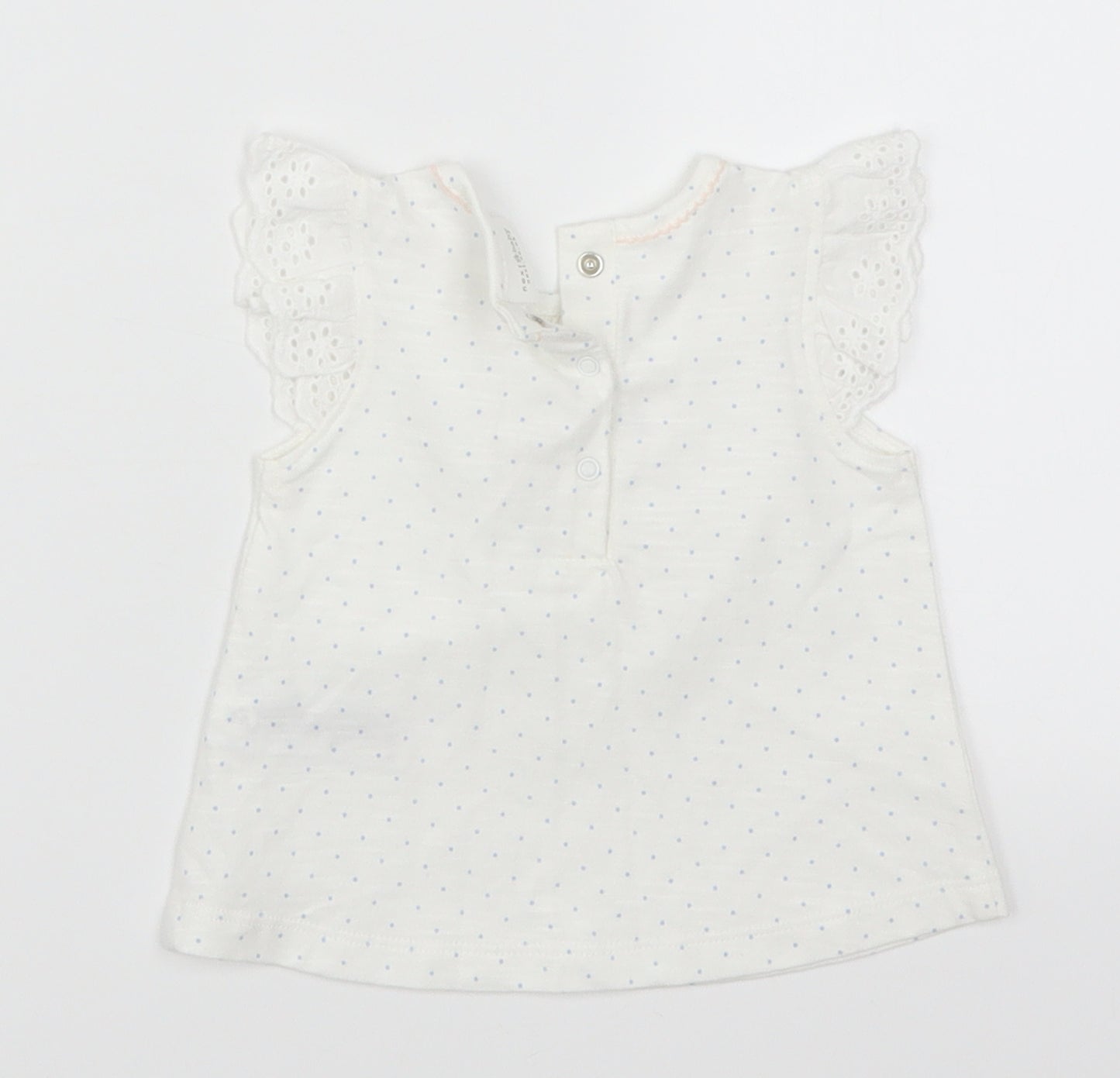 NEXT Girls White Polka Dot  Basic T-Shirt Size 0-3 Months  - Smile & Be Happy