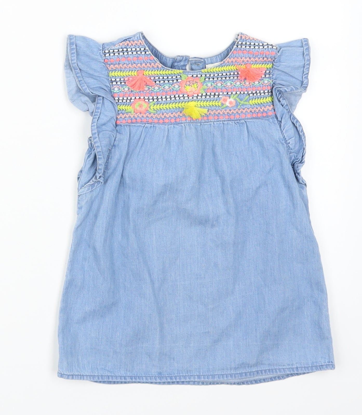 George Girls Blue Geometric Denim A-Line  Size 2-3 Years