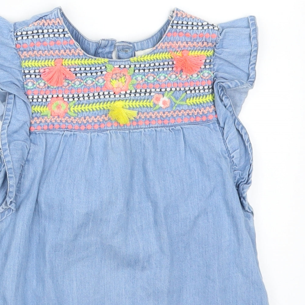 George Girls Blue Geometric Denim A-Line  Size 2-3 Years