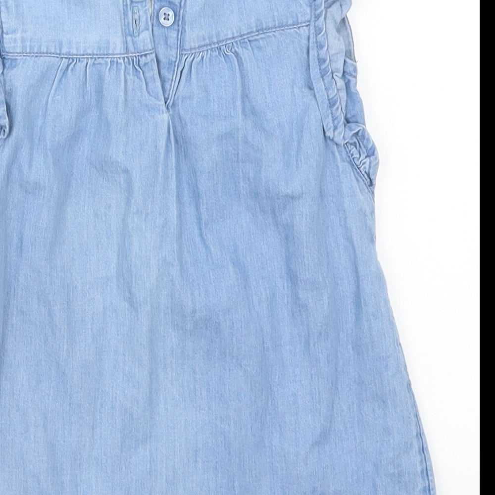 George Girls Blue Geometric Denim A-Line  Size 2-3 Years