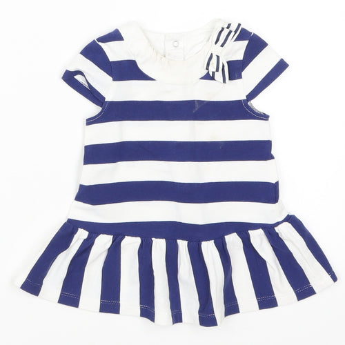 Mayoral Girls Blue Striped  Basic T-Shirt Size 3-6 Months