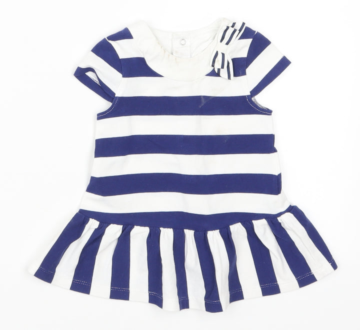 Mayoral Girls Blue Striped Basic T-Shirt Size 3-6 Months