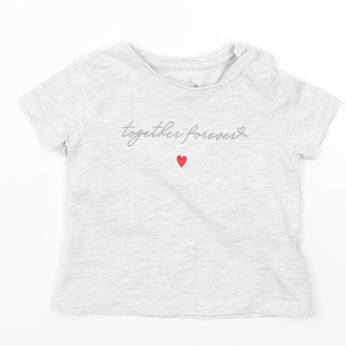 F&F Girls Grey   Basic T-Shirt Size 0-3 Months  - Together Forever