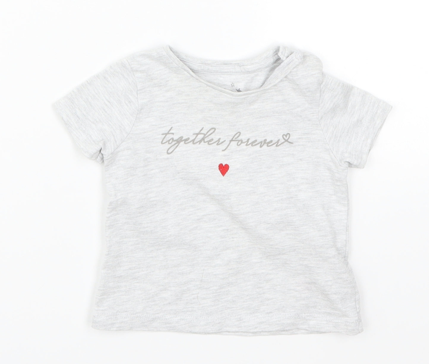 F&F Girls Grey   Basic T-Shirt Size 0-3 Months  - Together Forever
