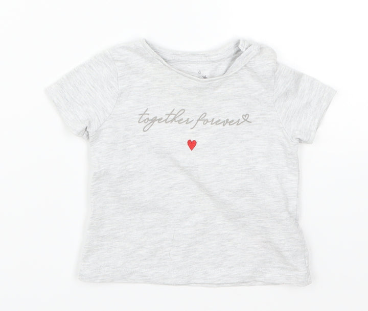 F&F Girls Grey Basic T-Shirt Size 0-3 Months - Together Forever