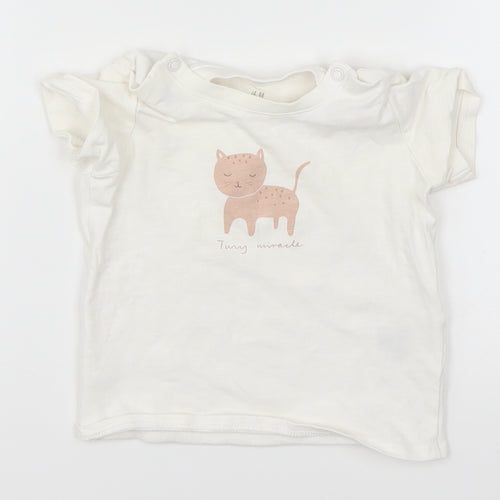H&M Girls White   Basic T-Shirt Size 6-9 Months  - Tiny Miracle Cat