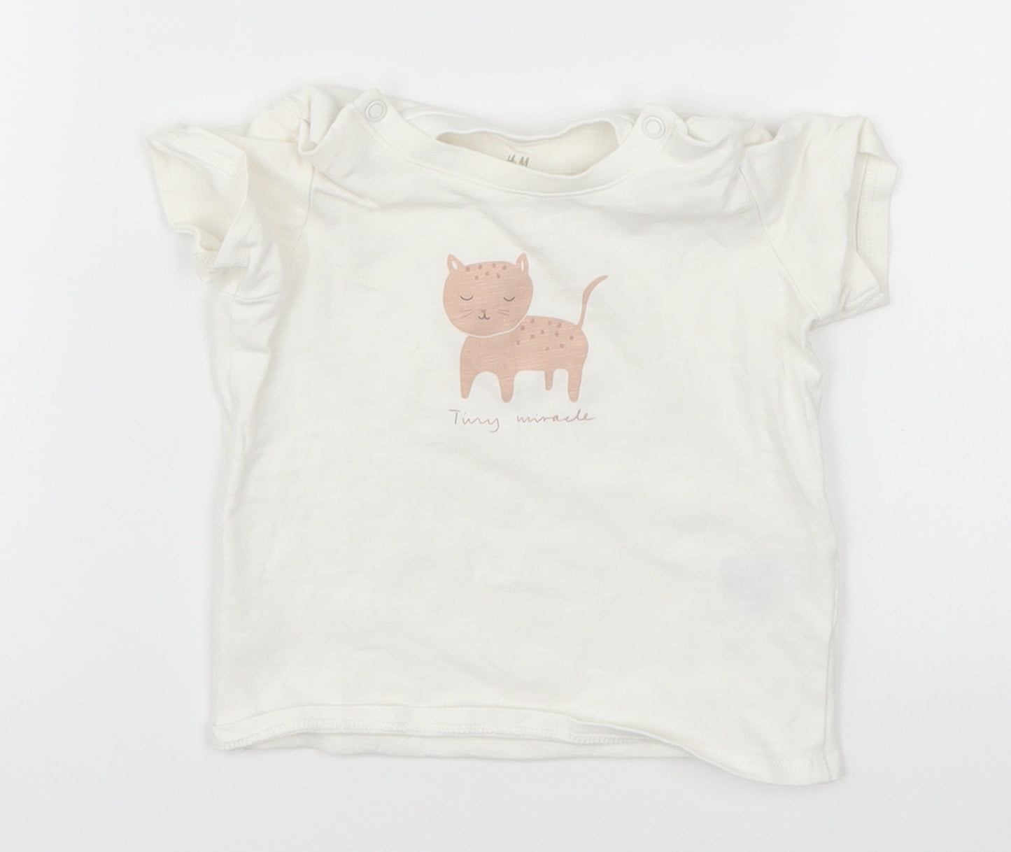 H&M Girls White   Basic T-Shirt Size 6-9 Months  - Tiny Miracle Cat