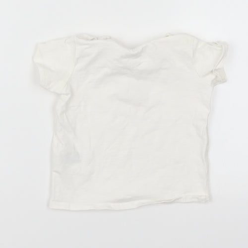 H&M Girls White   Basic T-Shirt Size 6-9 Months  - Tiny Miracle Cat