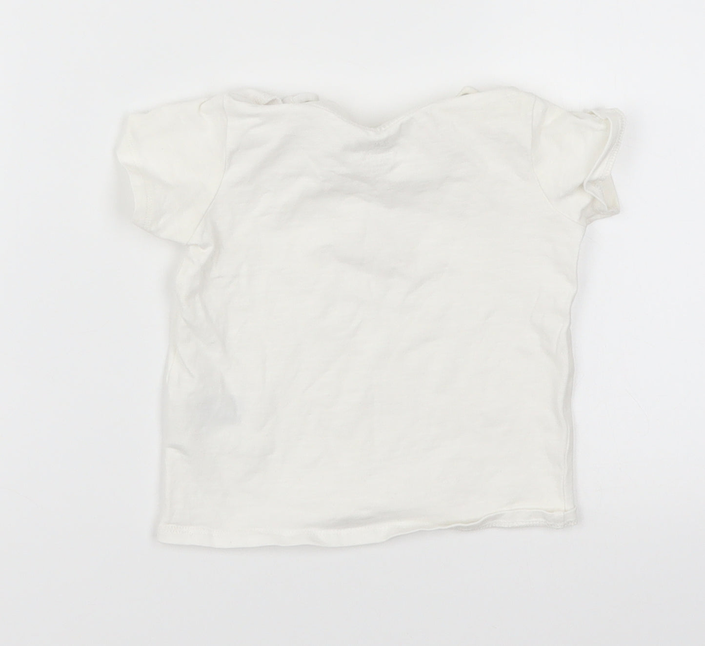 H&M Girls White   Basic T-Shirt Size 6-9 Months  - Tiny Miracle Cat